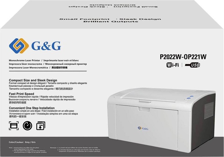 Produktbild G&G Laserdrucker P2022W weiss/anthrazit (Laser, Schwarz-Weiss)