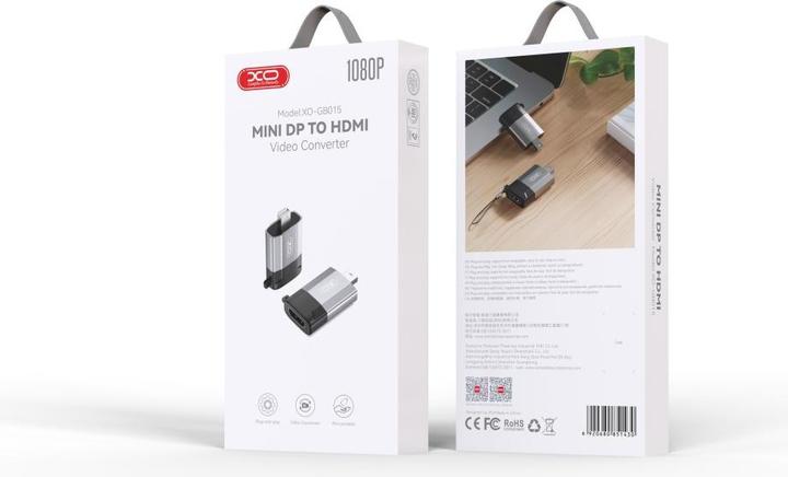Actual product image xO adapter GB015 mini Displayport - HDMI 4K gray (HDMI, 4.50 cm)