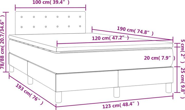 Immagine prodotto vidaXL Boxspringbett (120 x 190 cm)