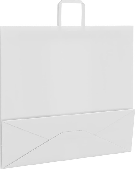 Produktbild VidaXL Kraftpapiertüten 250 Stk. mit Henkel Weiss 54x15x49 cm Papiertüte (Geschenktüte, 250 x)