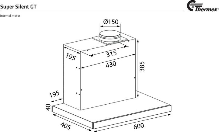 Actual product image Thermorex Thermex Super Silent GT range hood, white, 60 cm (Wall hood)
