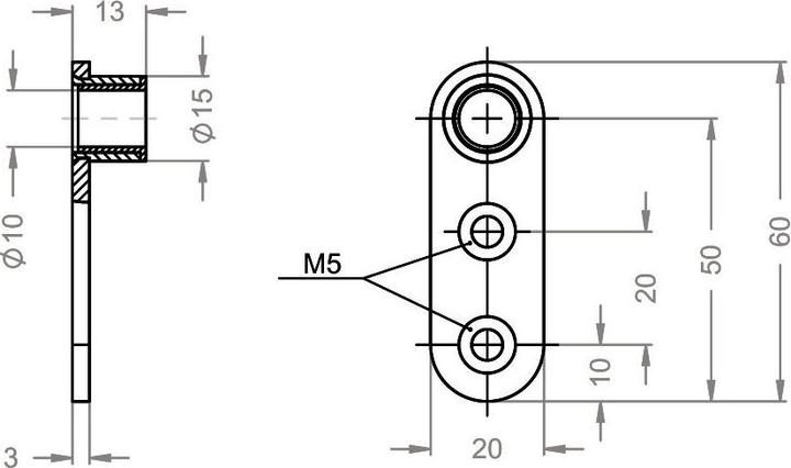 Actual product image Glutz Stangenführungsplatte, 11041, 60x20mm