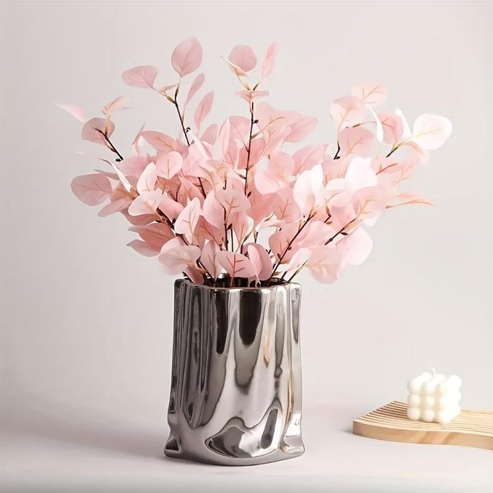 Produktbild Alopini Premium Sense Light Luxury Vase Ornament, Creative Electroplated Golden/Silvery Ceramic Vase (1 x)