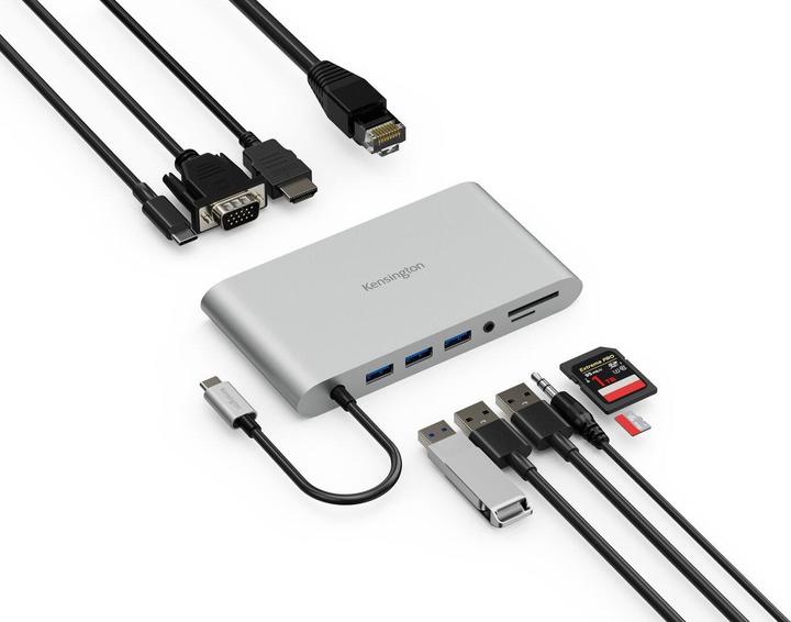 Productafbeelding Kensington UH1440p Mobiel USB-C 8-in-1 Docking Station (USB-C, 3 Havens)
