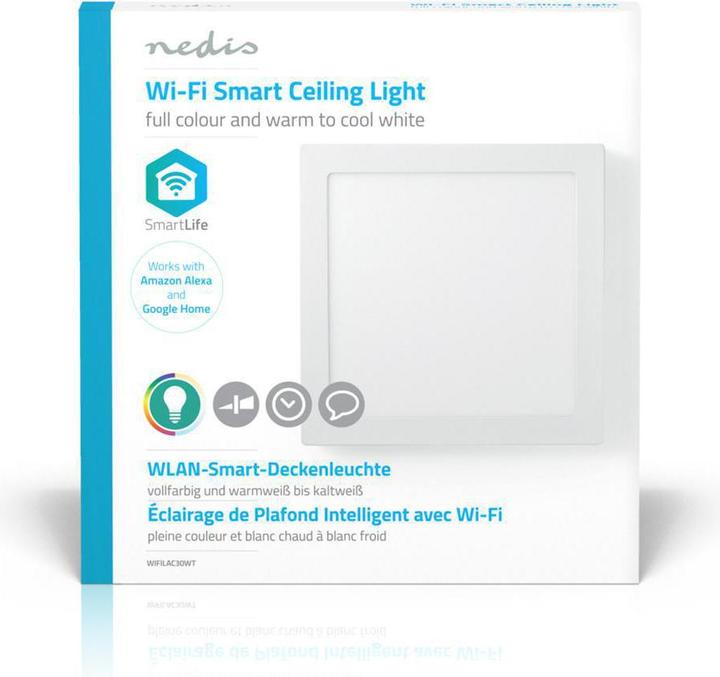 Produktbild Nedis Wi-Fi Smart Ceiling Light | Quadratisch | 30 x 30 cm | Warmweiss bis Kaltweiss | Vollfarbig (RGB (1400 lm)