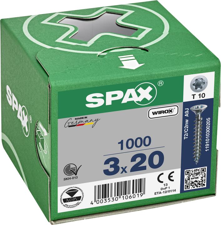 Image du produit Spax Tête Fraisée Nervures De Frein T-Star Plus T10 Filetage Complet Wirox (1000 Vis par pièce)