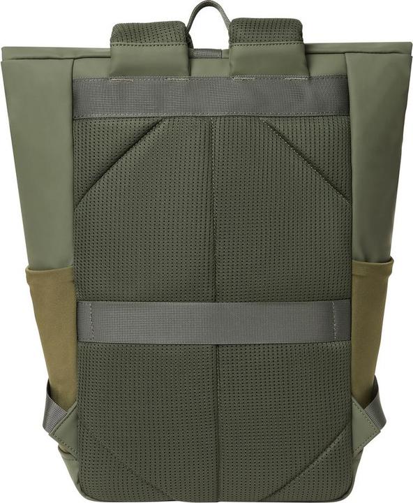 Actual product image Rivacase Rolltop Eco Waterproof RPET PU Leather Backpack for Men and Women, Olive Green (17 l)