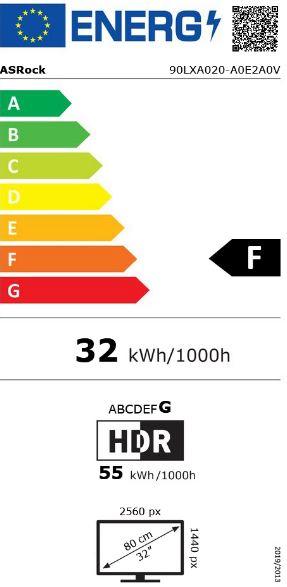 Energy Label AsRock Phantom Gaming PG32QF2B (2560 x 1440 pixels, 31.50")