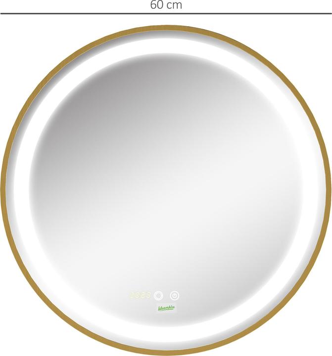 Produktbild Swisshandel24 Wandspiegel mit LED-Leuchte, Dimmbarer Badezimmerspiegel mit Memoryfunktion und Zeitanzeige, IP44, A