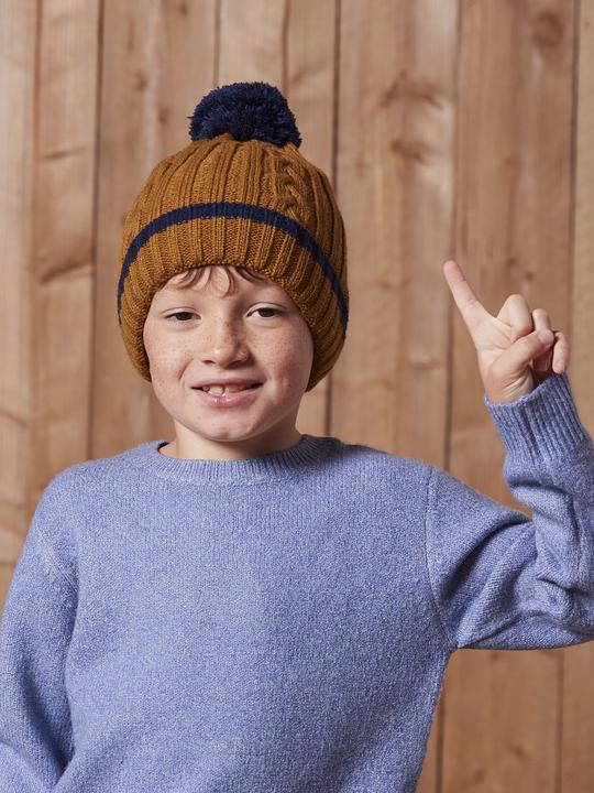 Actual product image Vertbaudet Set aus Mütze, Snood und Fäustlingen für Jungen, Zopfmuster (104, 116)