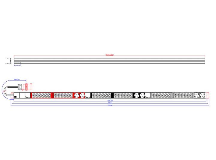 Produktbild Bachmann IT PDU ALU 1HE 36x C13 6x Schutzkontakt CEE 3x 32A rot