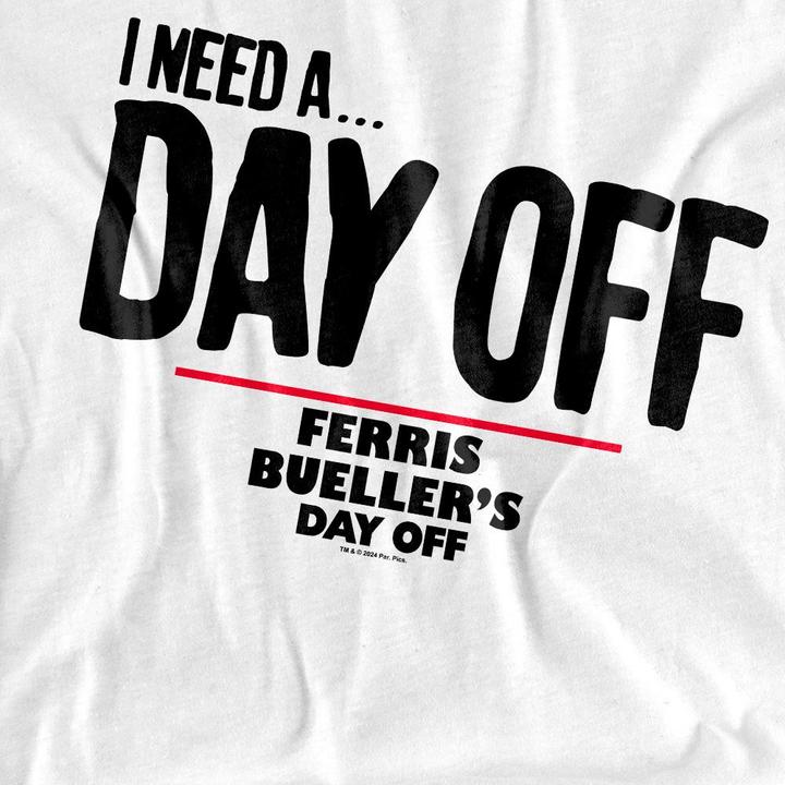 Actual product image Ferris Bueller´s Day Off Unisex Adult Ferris Bueller Needs A Day Off T-Shirt (L)