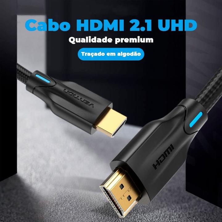 Image du produit Vention Câble Cotton Braided HDMI 2.1 noir - 1m (1 m)