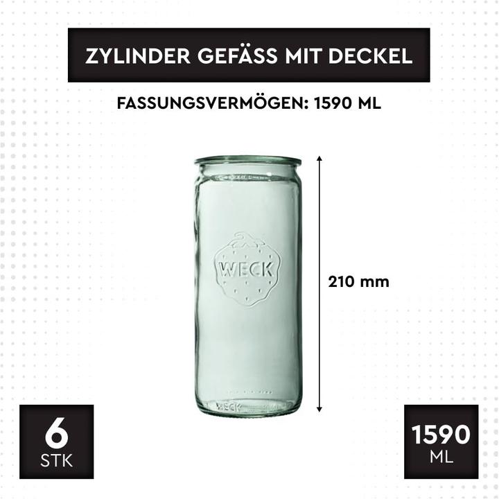 Actual product image Weck Cylinder glass RR100 with lid (1 pcs., 1.59 l)