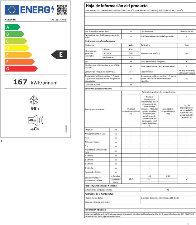 Immagine prodotto Hisense FT125D4AWE (95 l)