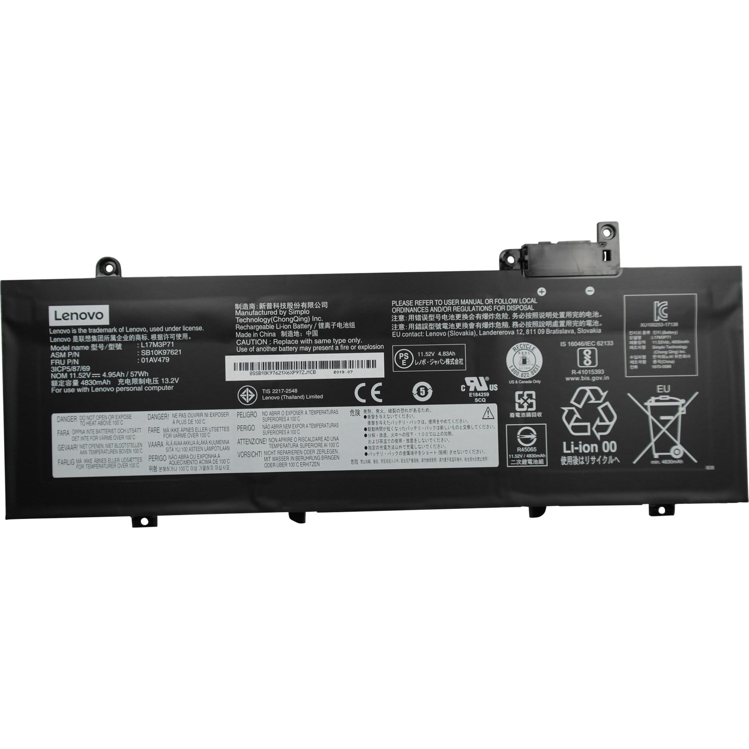 Lenovo Original Akku für 01AV479 (4920 mAh), Notebook Akku, Schwarz