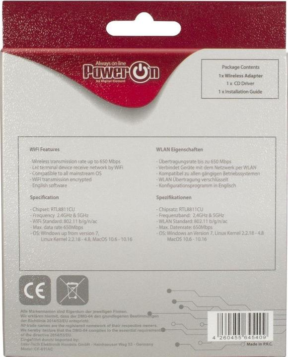 Produktbild Intertech Inter-Tech DMG-04 WLAN 433 Mbit/s (USB)