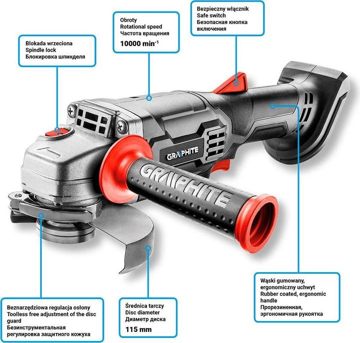 Actual product image Graphite grinder 58G003 (115 mm)
