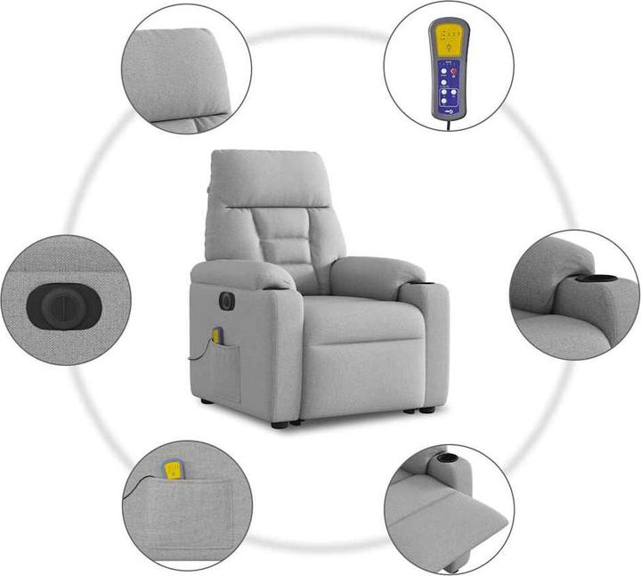 Produktbild VidaXL Massagesessel mit Aufstehhilfe Elektrisch Wolkengrau Stoff