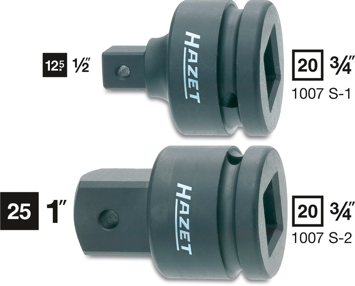 Actual product image HAZET Reducer 1007S-1 ∙ Square, hollow 20 mm (3/4 inch) ∙ Square, solid 12.5 mm (1/2 inch)