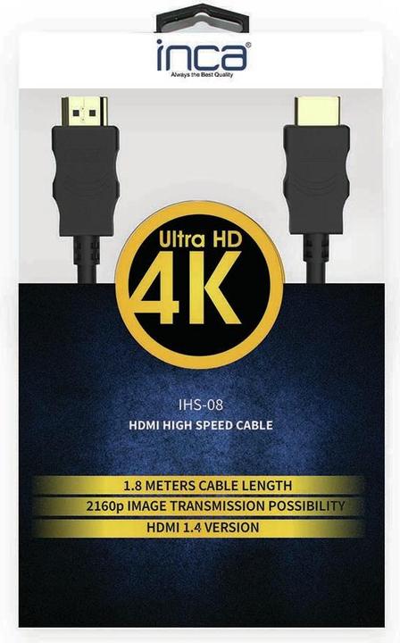 Produktbild Inca HDMI-Kabel IHS-08 1.4 Anschlusskabel 4K, 30HZ, 1.8m (1.80 m, HDMI, 1.4)