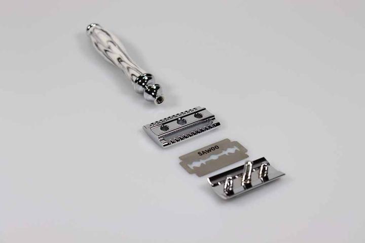 Immagine prodotto Sawoo Rasoio Marmory in ottone di alta qualità con 10 lame incluse