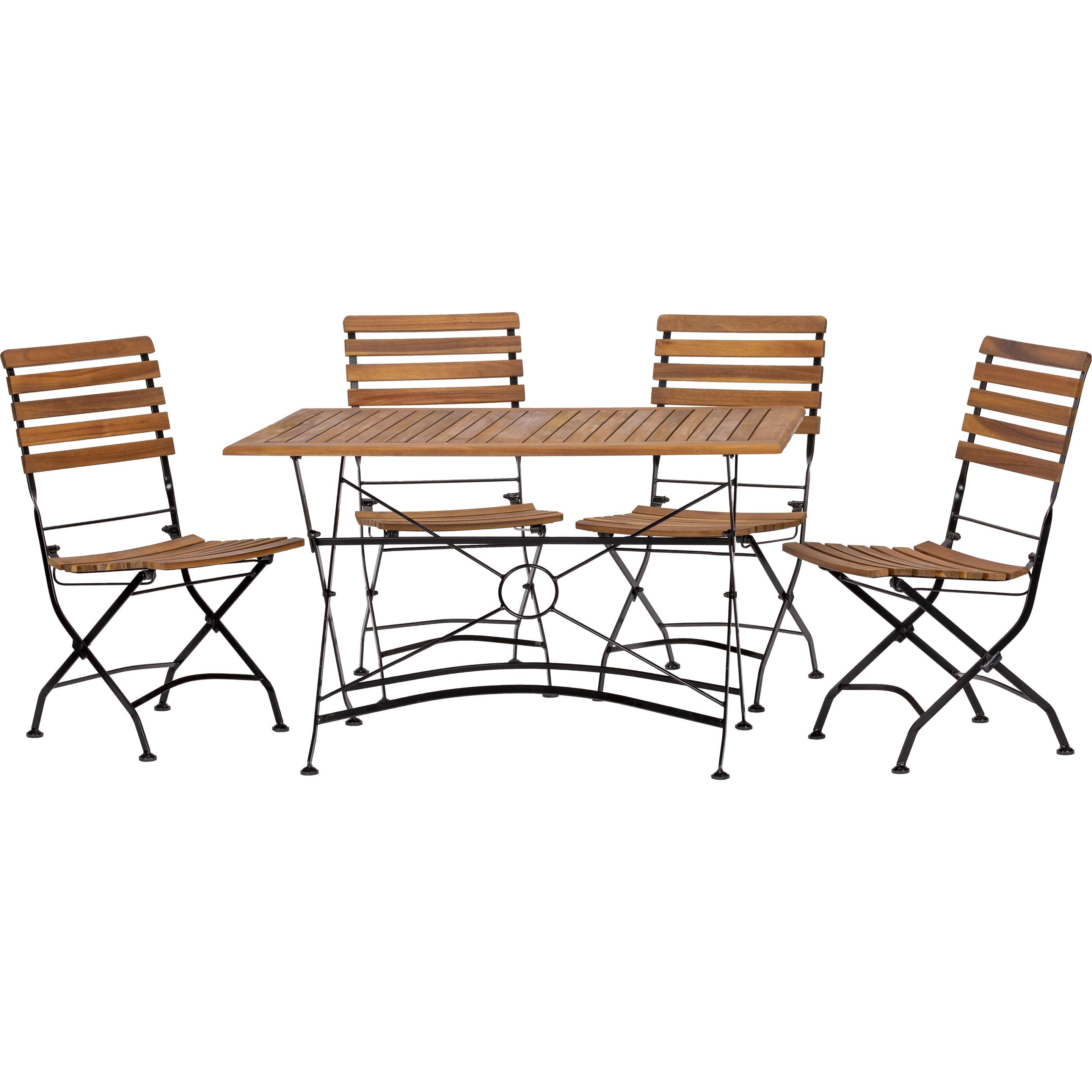 Acamp, Gartentisch + Balkontisch, Set 4x LINDAU Klappstuhl + 1x LINDAU Klapptisch 120x80cm (120 cm)