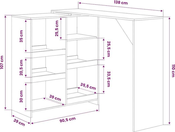 Produktbild vidaXL Bartisch (138 x 40 x 110 cm)