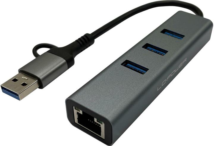 Image du produit LC-Power USB 3.2 HUB-C-Multi-9 1xRJ45,Externer 4-in-1 USB-C-HUB (USB-A, USB-C, 4 ports)