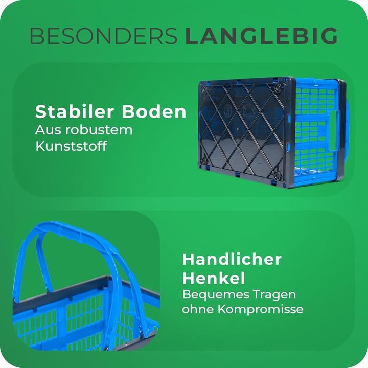 Image du produit Novaliv Klappbox Blau 2er Set - 16L Faltkorb mit Henkeln - Vielseitiger Einkaufskorb - Praktische Au (16 l)