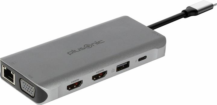 Plusonic usb-c docking adapter/hub 8in1 with hdmi/vga/lan/usb (USB-C, 8 Ports)