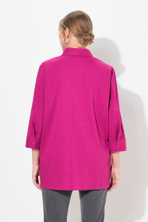 Actual product image Ulla Popken Bubble Texture Solid Button Front Stretch Blouse (50, 52)