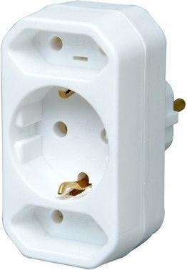 Produktbild Kopp Adapter für 2x Europa 1776.0200.9 und 1x Schuko weiss (CEE 7/4, 3x)