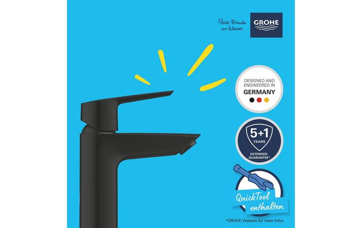 Actual product image Grohe Start QuickFix washbasin tap, S-size, push-open, energy-saving, matt black