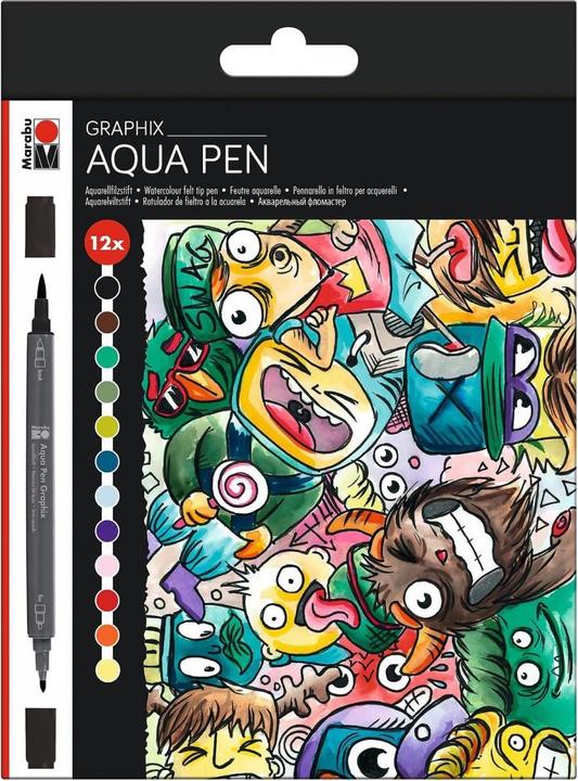 Marabu Aqua Pen Graphix Mega Mash fibre-tip pens, 12 pieces (12x)