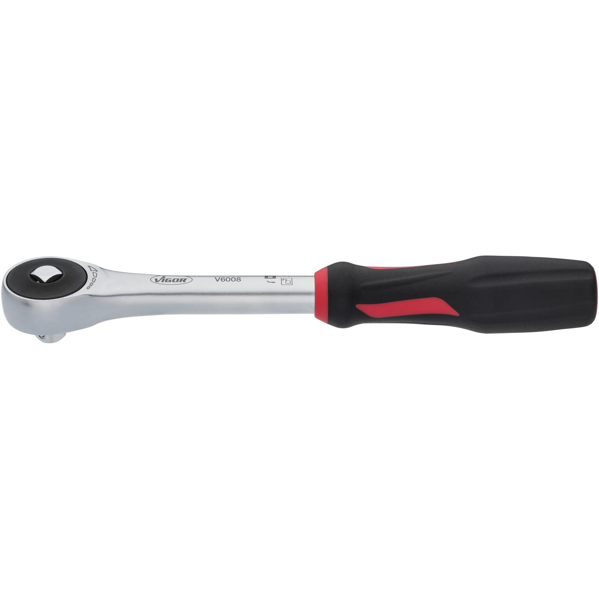 Vigor, Ratsche, 360° Drehgriff-Umschaltknarre ∙ V6008 ∙ Vierkant 10 mm (3/8 Zoll) ∙ 237 mm (3/8")