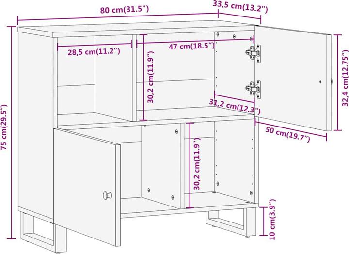 Image du produit vidaXL Beistellschrank (80 x 33.50 x 75 cm)