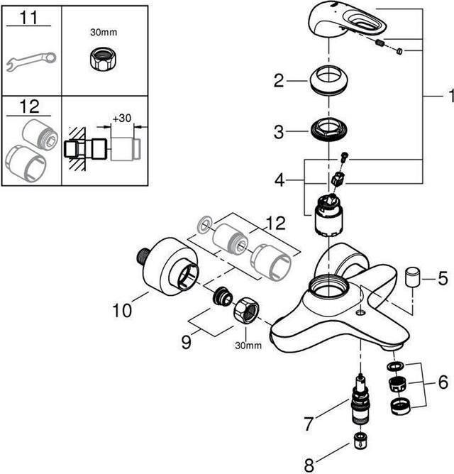 Produktbild Grohe Einhand-Wannenbatterie Eurostyle 33591LS3 wei