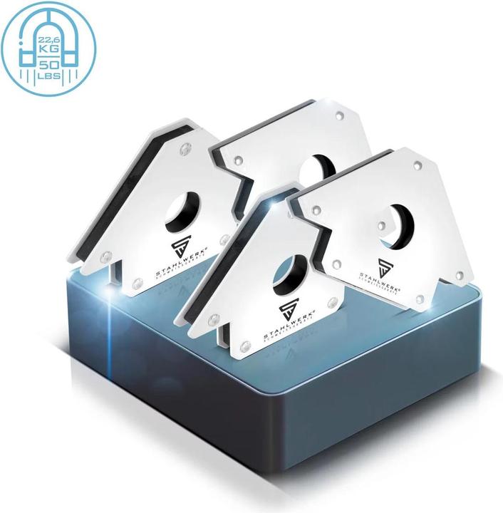 Produktbild Stahlwerk 4 x Magnet-Schweisswinkel 45° x 90° x 135°, 22,6 kg / 50 lbs 4er Set