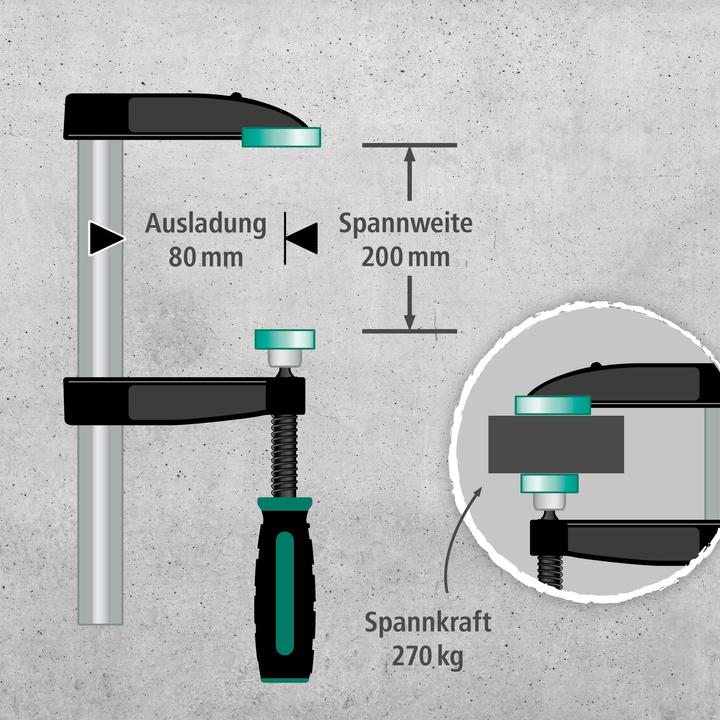 Produktbild wolfcraft 1 SC - Schraubzwinge 80/200mm (200 mm)
