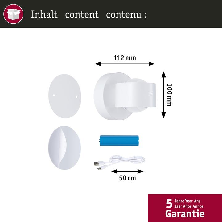 Produktbild Paulmann LED Akkuwandleuchte Zorik IP44 dimmbar 2700K 100mm 2x1.1W (220 lm)