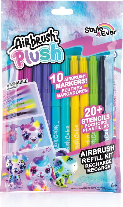 Canal Toys Airbrush Plush - Nachfüllset 10 Stifte (256) (Violett, Türkis, Gelb, Grün, Schwarz, 10 x)