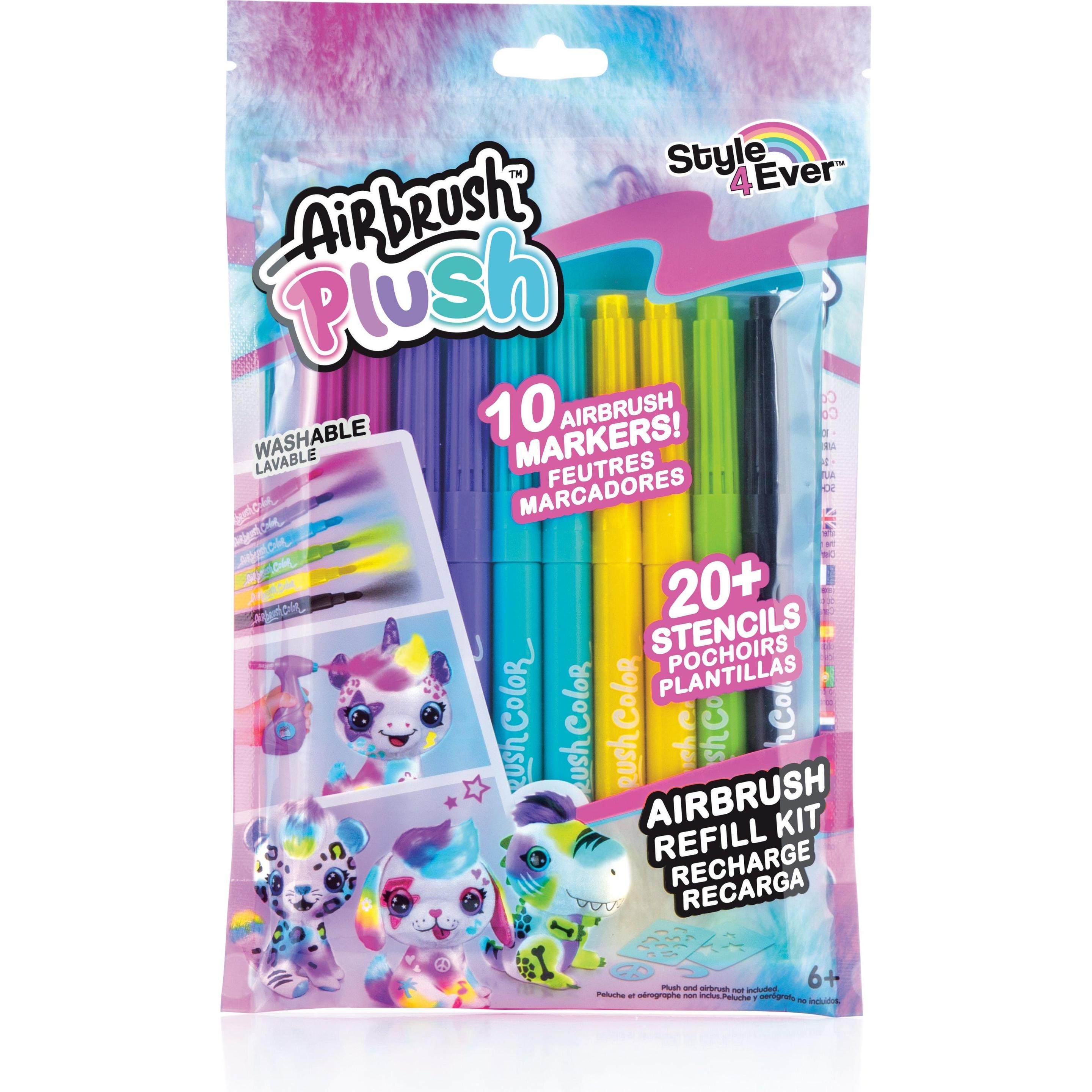 Canal Toys, Malstifte, Airbrush Plush - Nachfüllset 10 Stifte (256) (Violett, Türkis, Gelb, Grün, Schwarz, 10 x)