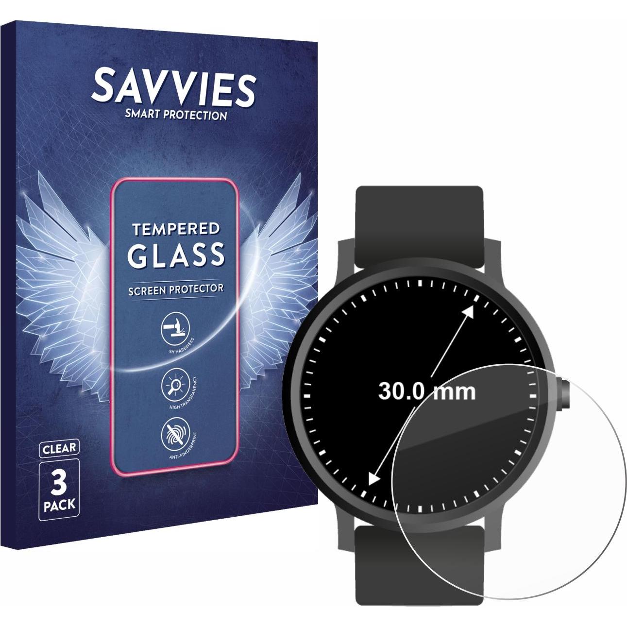 Savvies Panzerglas Hartglas Displayschutz, Smartwatch Schutzfolie, Transparent