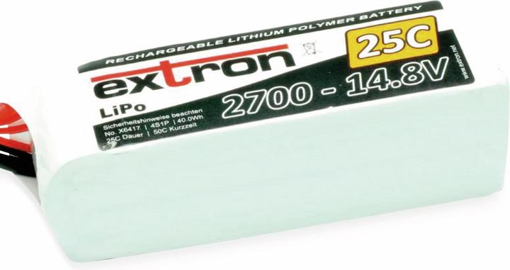 Extron Modellbau LiPo Pack Extron X2 2700 mAh 14,8V 25C (XT60) (14.80 V, 2700 mAh)