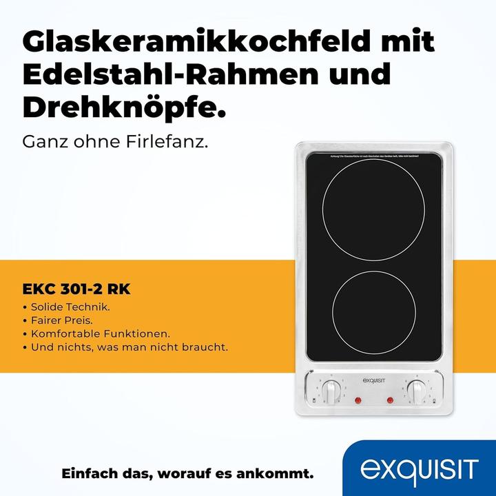 Immagine prodotto Exquisit Piastra doppia Exqu EKC 301-2 RK (29.70 cm, Piano cottura in vetroceramica)