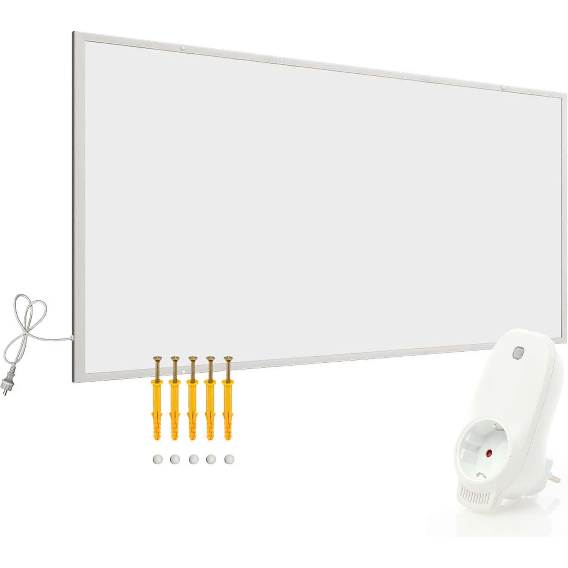 Wiltec Set Infrarotheizung 850W Heizpaneel IR Elektroheizung und WLAN Thermostat, Heizkörper, Weiss