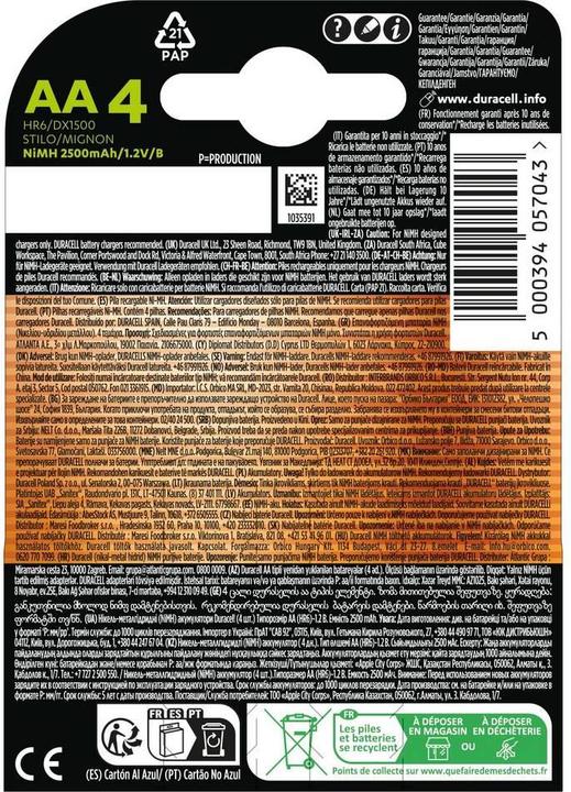 Produktbild Duracell Recharge Ultra (4 Stk., AA / LR6 / LR06 / Mignon / R6 / R14505, 2500 mAh)