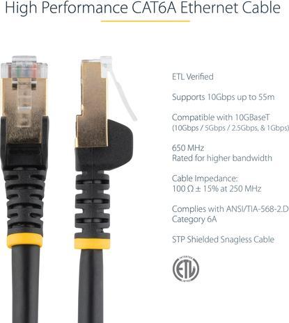 Actual product image StarTech Patch Cable Cat6a 2m Black (STP, CAT6a, 2 m)