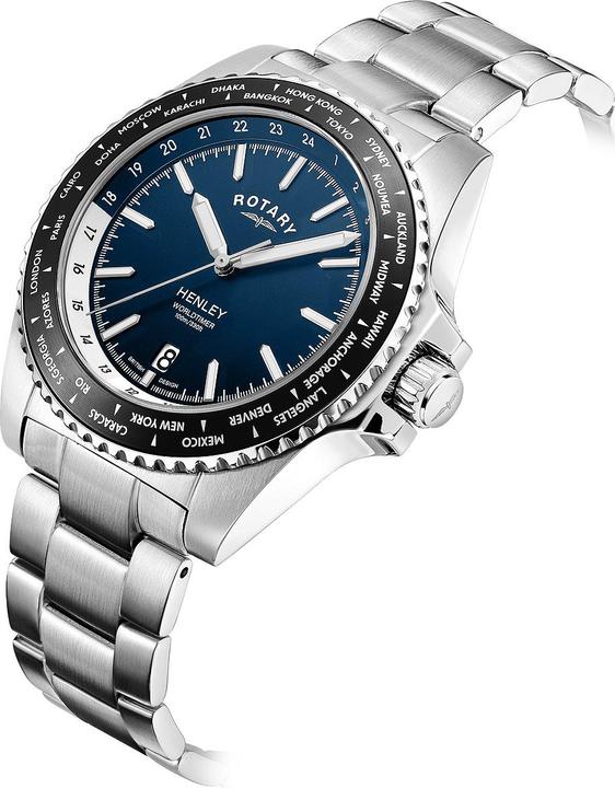 Produktbild Rotary GB05370/88 Henley World Timer Herrenuhr 41mm 10ATM (Analoguhr, 41 mm)